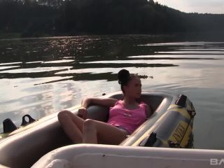 Brunette Teen Flicks Her Bean In Float Tube Out On The Lake-0