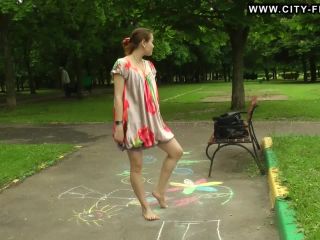Sexy young teen shows her perfect tiny legs feet and toes in the park - (Feet porn)-5