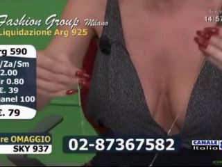 Teleshopping with big nipple slip-3