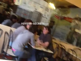 Cute girl's thong is out at a coffee  place-4