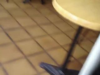 Cute girl's thong is out at a coffee  place-5