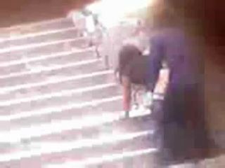 Teen couple had sex on the stairs  528-5