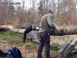 Girl Tied To Tree Log In Public Forest Breath Control & Teasing To Orga-1