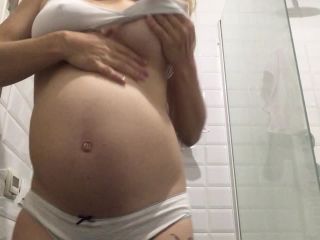 PregnantMiodelka White lingerie -Stripping pregnant - Redhead-2