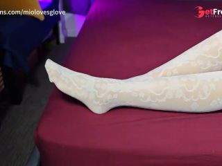 [GetFreeDays.com] Mistress White Nylon Gloves Teasing Handjob with Lace Pantyhose Footjob Adult Clip December 2022-1