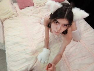 Cute Neko Girl In White Micro Bikini And Stockings Fucks By Her Senpai And Gets Cum Inside Her Pussy 1080p-3