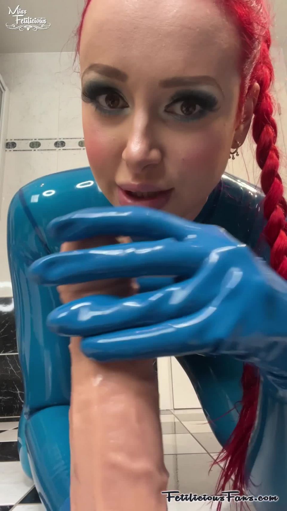 FetiliciousFans SiteRipPt 2POV Dildo Blowjob in Latex Catsuit & Gloves