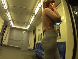 Following a teen bubble butt in subway-3