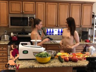 Two Girls Juicing Mangos Naked Blowjob!-6