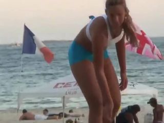 Girls playing volleyball in a tight  bikini-8