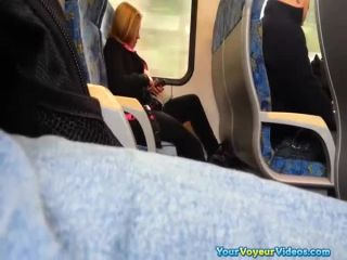 Guy in public transportation plays with his dick-5