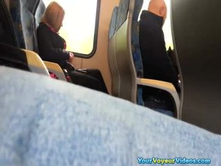 Guy in public transportation plays with his dick-6