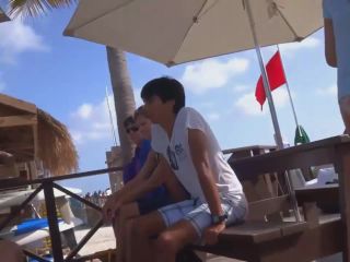 Cute teen goes snorkeling with parents-4