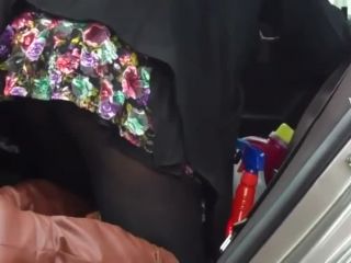 Butt covered with pantyhose in a  car-1