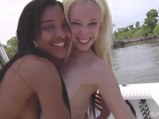Black On White Lesbian Mutual Masturbation And Sex Play On A Boat Outdoors-8