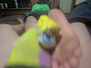 IM READY for a sockjob! CUM ON SOLES footjob sockjob POV!-5