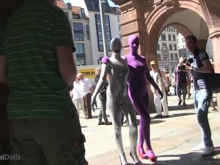 With spandex catsuit in a café Public!-4