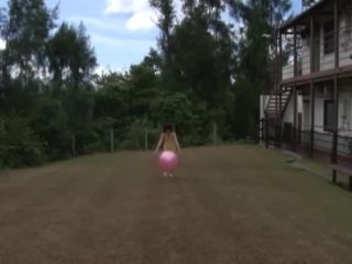 Himegoto beautiful Asian teen playing with large pink  ball-0