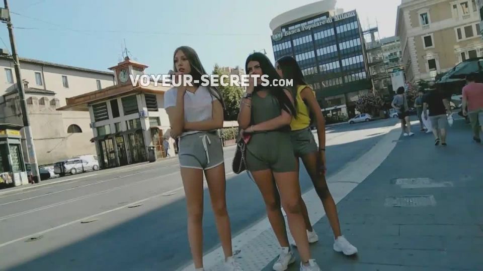 Incredible trio of teens in booty shorts GroupSex!