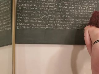 Slavegirlsammi in "Slavegirl Writes Lines On Chalkboard In Chastity"  on webcam facesitting fetish-6