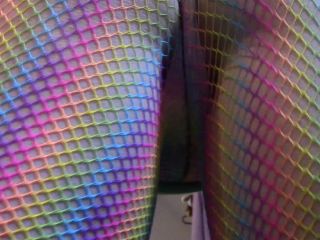 M@nyV1ds - MelanieSweets - Ass tease with rainbow fishnet pantyhose-4