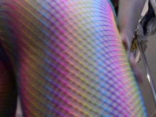 M@nyV1ds - MelanieSweets - Ass tease with rainbow fishnet pantyhose-5