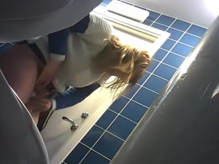 cute blonde girl in the toilet. hidden cam-8