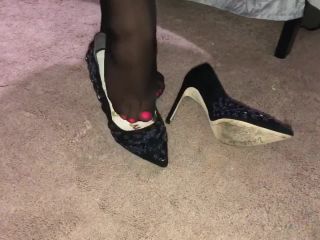 Foot play with black nylons and heels xxx-6