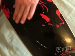 Goth Skater Paints His Skateboard White gay -9