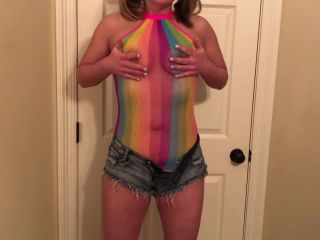 Onlyfans - SouthernGirlGW - Neon Rainbow Bodysuit Pigtails Daisy Dukes and playing with my new BBC toy - 11-03-2020-0