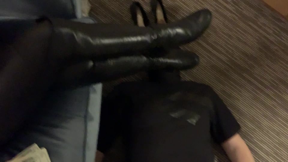 findomchristine  Leather boot licking clip | findomchristine | femdom porn femdom sitting