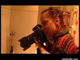 Crazy French teens shooting funny naked pics in the bathroom Teen-4