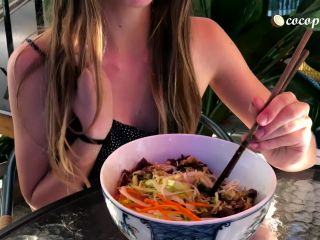 Cocopumpum - Fit Teen Flashing in Restaurant & Public Masturbation  - porn model - amateur porn amateur lesbian videos-1