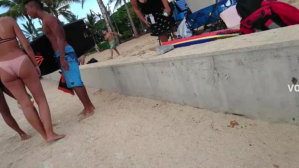 Amazing teens in bikinis on the  pier