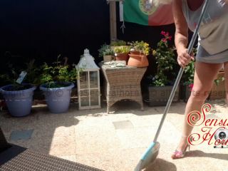 Cleaning my Terrace in High Heels, Ended up all Naked ;-) Curvy Mature!-0