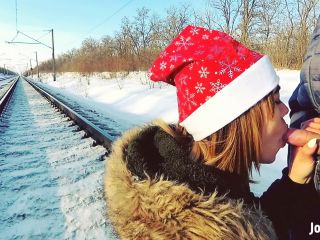 Jane Brown - Winter Outdoor Amateur Blowjob on the Railway Jane Brown-2