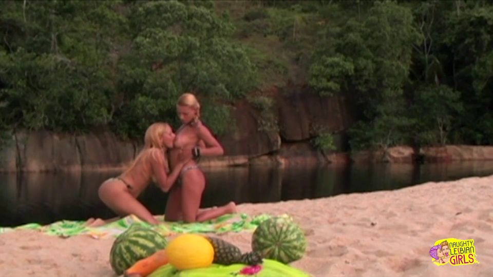 Two Blondes Were Going To Have A Party On The Beach But Had Lesbian Sex