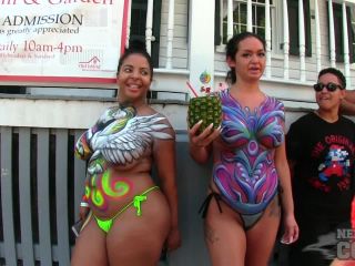 Nude Girls With Only Body Paint Out In Public On The Streets Of Fantasy Fest 2018 Key West Florida-2