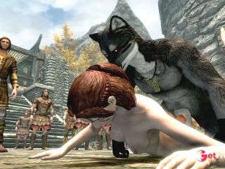 [GetFreeDays.com] Aela Fucks furry wolf man Lykaios in front of crowd -Skyrim Mods- Adult Stream February 2023-2