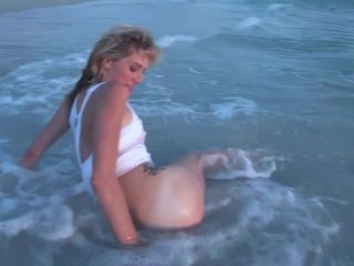 Super Skinny Blonde Playing Naked in the Gulf of Mexico public Christie-6