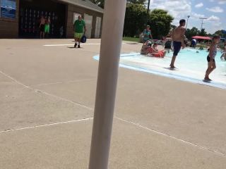 Sexy girl in red two piece bikini at the swimming pool-5