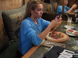 Public Blowjob Under The Table In The Restaurant Cum In Mouth-1