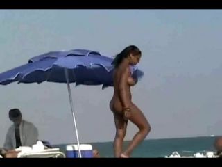 Black girl nude on a beach-3