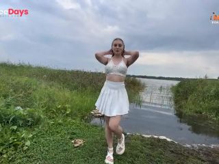 [GetFreeDays.com] Beautiful babe in white skirt gives blowjob to friend on walk by pond Porn Leak May 2023-0