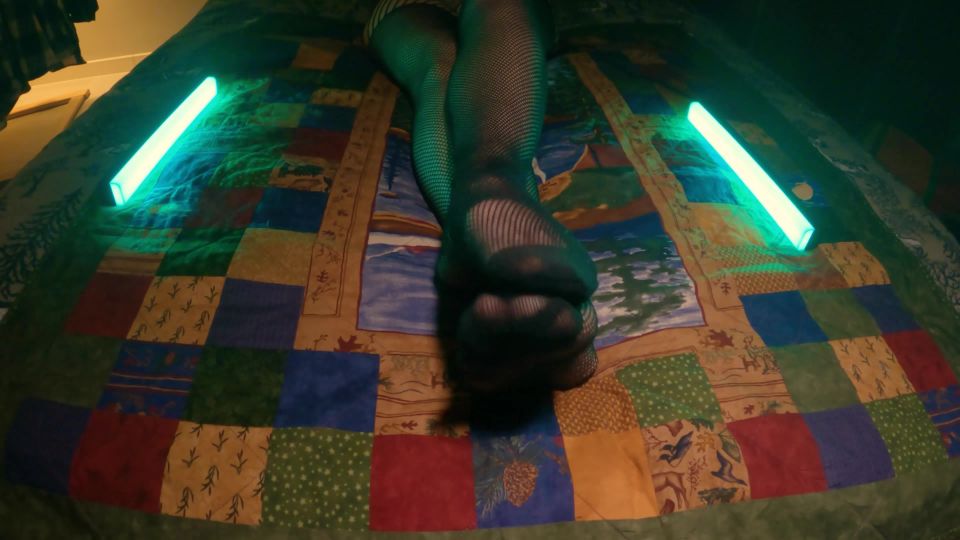 4K! Sensual Soles Perfect Feet Peek Through Fishnet Pantyhose.