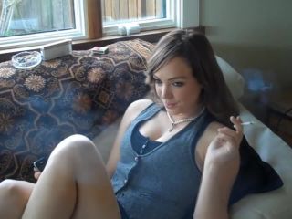 Movie title:Cute Brunette Smoking VS120s and texting - Smoking Babe.-8
