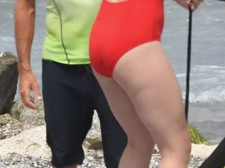 Blonde's hot pussy bulge in swimsuit-9