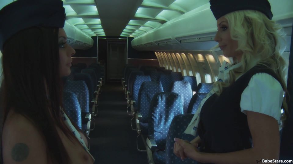 Lesbian Flight Stewardess Join The Mile High Club.