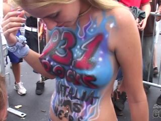 Real Girls Getting Body Painted in  Public-1