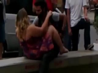 Crazy girl can't restrain herself on  street-8